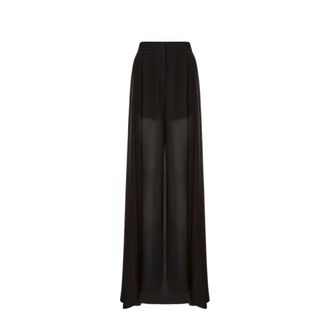 Alberta Ferretti Chiffon Georgette Wide Trousers - female - Alberta Ferretti - Wide Trousers - Black - S - Trousers