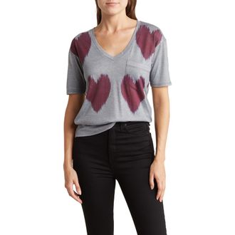 Go Couture Printed Pocket T-Shirt in Charcoal Digital Hearts at Nordstrom Rack, Size X-Large