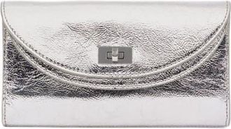 Sandro Mambo leather clutch in Silver at Nordstrom, Size Medium
