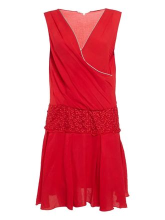 Maje pre-owned Rosalina V-neck dress - women - Viscose/Polyester/Cotton - M - Red