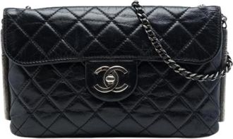 Chanel Pre-owned Quilted Flap Shoulder Bag - Dames - Vintage Schoudertas - Zwart - ONE Size - Leer - Vintage