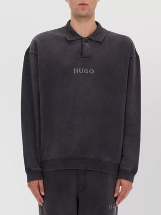 HUGO BOSS polo collar ribbed cuff knitwear sweater