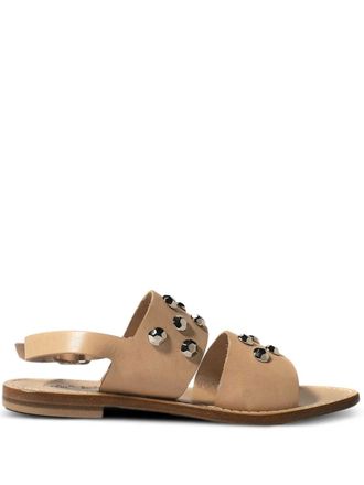 Capri Positano Ottavia studded leather sandals - Neutrals