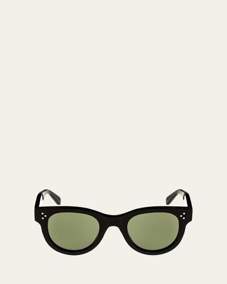 Celine Studded Acetate Sunglasses w/ Mineral Lenses, Black