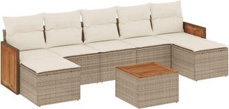 vidaXL Vidaxl - Juego De Sof&aacute;s De Jard&iacute;n Con Cojines Beige 8 Pzas Rat&aacute;n Pe