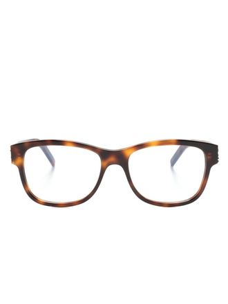 Saint Laurent Eyewear square-frame glasses - unisex - Acetate - One Size - Brown