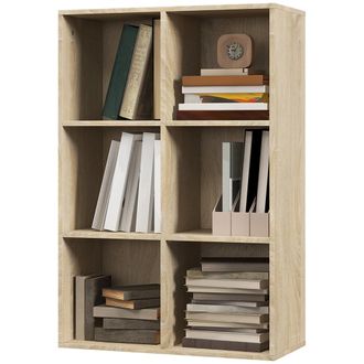 HOMCOM Homcom Libreria Moderna A 6 Cubi A Parete In Legno Color Rovere