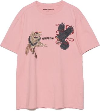 maharishi Zwarte Kraai Witte Reiger Tee - Heren - T-shirts - Roze - L - Katoen - Tops