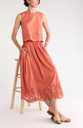 Nordstrom Schiffly Cotton Eyelet Shell in Coral Apricot at Nordstrom Rack, Size Xx-Small