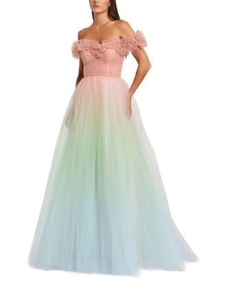 Mac Duggal Off The Shoulder Ombre Tulle Ballgown