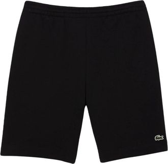 Lacoste Zwarte Katoenen Sweatshorts Krokodil Geborduurd - Heren - Korte Broeken - Zwart - S - Katoen - Korte Broeken