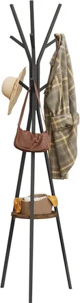 Woltu Perchero De Pie, Perchero Para Abrigos, En Forma De &Aacute;rbol, Estilo Industrial, Con 9 Ganchos Y 1 Estantes, Para Ropa, Sombrero, Bolsa, Negro - Woltu