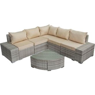 Habitat et Jardin Habitat Et Jardin - Conjunto de muebles de jardín Milo de resina trenzada - 5 plazas - Gris