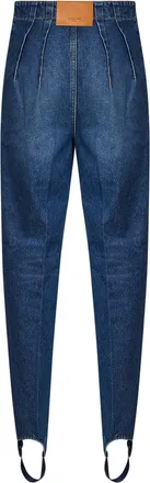 MUGLER Womens Jeans Cigarette Blue Denim With Stirrups Cotton