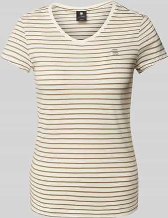 G-Star T-Shirt mit Label-Stitching in Khaki, Gr&ouml;&szlig;e M