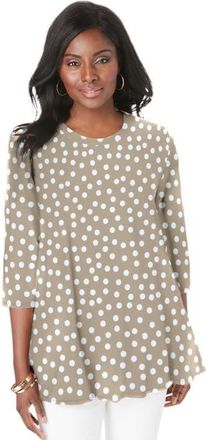 Jessica London Stretch Knit Swing Tunic in New Khaki Dot at Nordstrom, Size 44