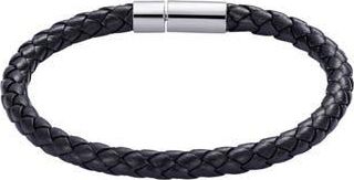 Adornia Mens Black Woven Faux Leather Bracelet in Black/Silver at Nordstrom Rack