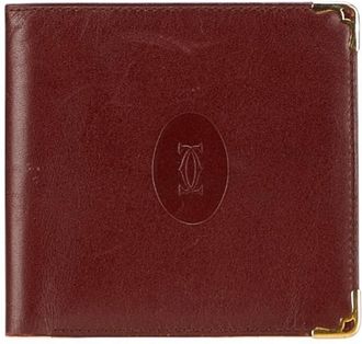 Cartier Bordeaux Wine Red Leather Bill Wallet (Bi-Fold) (Pre-Owned)