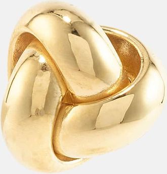 Stone and Strand Puffed Knot 14kt gold earrings