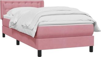 vidaXL Cama Box Spring Con Colch&oacute;n Terciopelo Rosa 90x220 Cm Vidaxl