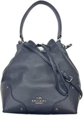 Coach Pre-owned Bucket Bags, female, Blue, Size: ONE SIZE Pre-owned Leather shoulder-bags