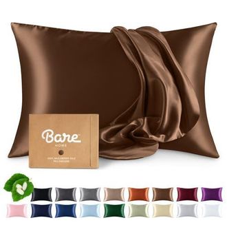 Bare Home 19 Momme 100% Mulberry Silk Pillowcase in Brown at Nordstrom, Size King