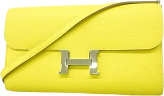 Herm&egrave;s Lime Chain/Shoulder Wallet (Pre-Owned)