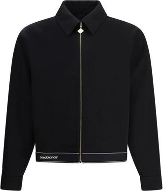 Casablanca Moderne wollen sportjas met logo - Heren - Zomerjassen - Zwart - M - Wol - Jassen