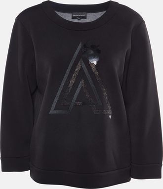 Emporio Armani Black Jersey A Embellished Sweatshirt