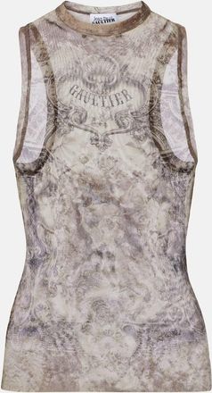 Jean Paul Gaultier Tank top Médallion in mesh con stampa