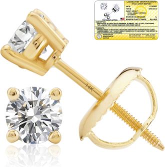 MAX + STONE 14k Yellow/White Gold 1/4-2 Carat IGI Certified Lab Grown Diamond Stud Earrings