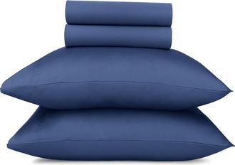 California Design Den Signature Comfort 100% Egyptian Cotton Soft Sateen Sheet Set in Navy Blue at Nordstrom, Size Queen