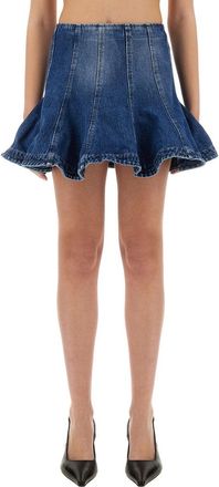 Msgm Denim Cotton Skirt - Blue