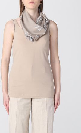 Brunello Cucinelli Womens Beige Silk Floral Scarf Accessories & Slg