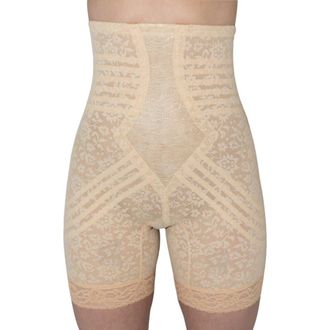 Rago Extra Firm No Roll High Waist Lace Thigh Slimmer in Beige at Nordstrom, Size X-Large