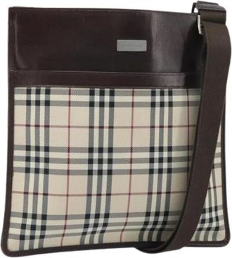 Burberry Pre-owned Cross Body Bags, female, Beige, Size: ONE SIZE Pre-owned Canvas Shoulder Bag
