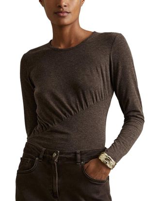 Reiss Ana Asymmetric Seam Wool-Blend Top