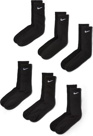 Nike Mens Everyday Cushioned Training Crew Socks (6 Pairs) in Black | SX7666-010