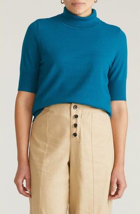 Universal Standard Savvy Short Sleeve Turtleneck Sweater in Blue Beetle at Nordstrom, Size Xl
