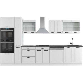Vicco Mueble de cocina R-Line, Casa de campo blanca/blanca, 350 cm con armario alto, et Antracita