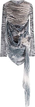 The Attico Zebra Print Mesh Mini Dress Size XS