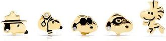 Crislu x Peanuts Snoopy & Woodstock Set of 5 Assorted Single Stud Earrings in 18Kt Yellow Gold /Clear Stone at Nordstrom