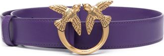 Pinko Love Birds-buckle leather belt - women - Calf Leather - S - Purple