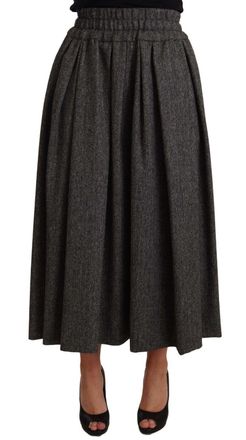Dolce & Gabbana Womens Midi Skirt Aline Gray - Grey Wool - Size EU 40 (Womens)