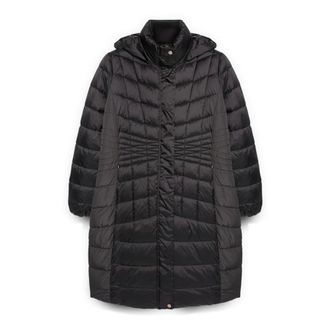 Fiorella Rubino Jassen, Dames, Zwart, XL, Polyester, Lange Bi-Material Gewatteerde Jas