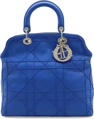 Dior Blue Leather Handbag Tote Bag (Pre-Owned)