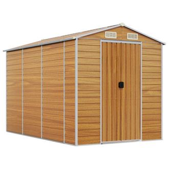 Berkfield Home Garden Shed Light Brown 191x300x198 cm Galvanised Steel | Size: 191 x 300 x 198 cm