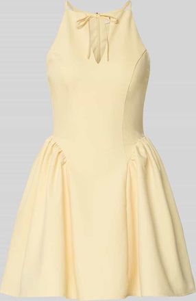 Little Mistress Cocktailkleid mit Schl&uuml;sselloch-Ausschnitt in GELB, Gr&ouml;&szlig;e 34