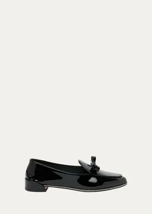Christian Louboutin Mocastrass Embellished Patent Leather Loafers