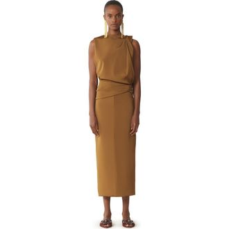 Lanvin Brown Midi Dress In Viscose in Golden Brown at Nordstrom, Size 36
